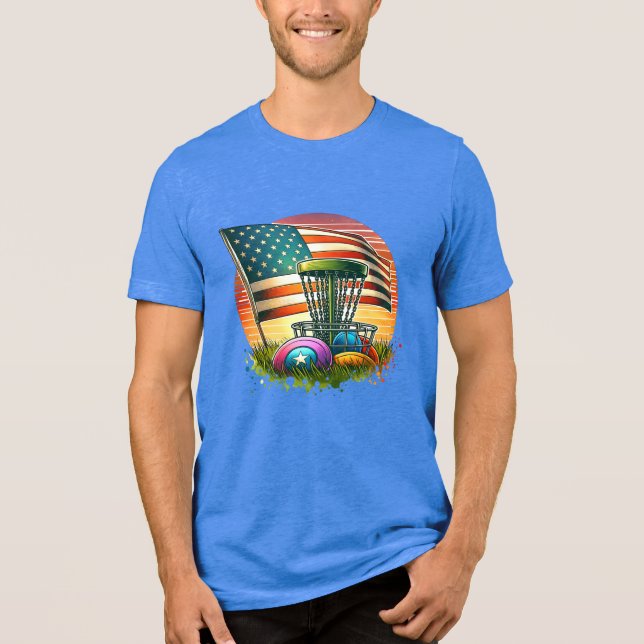 Amerikansk flagg Disc Golf Vintage Sol T Shirt (Framsida)