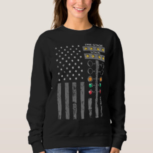 Amerikansk flagg dragracing rems träd ljus för Dra T Shirt