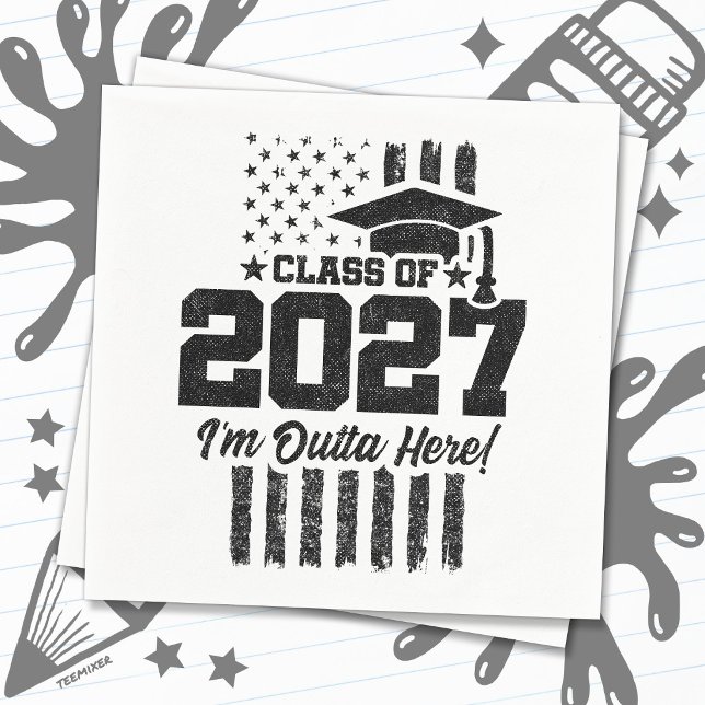 Amerikansk flagg-examen Seniorklass 2027 Pappersservett (Skapare uppladdad)