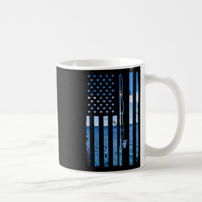 Amerikansk flagg Fisk Fiskare Fiskare Rolig B Fisk Kaffemugg (Höger)
