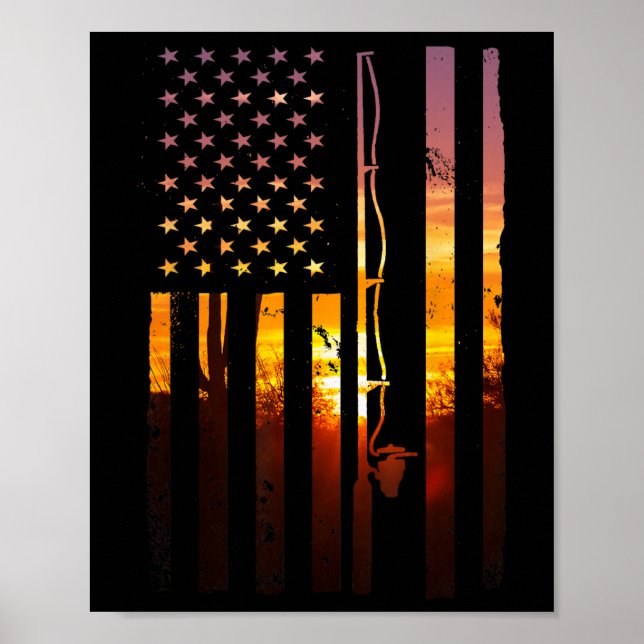 Amerikansk flagg Fisk Fiskare Fiskare Rolig Byss F Poster (Framsidan)