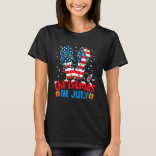 Amerikansk flagg flip flops jul ljus jul i t shirt