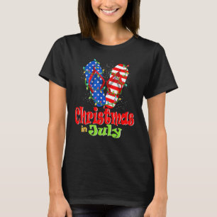 Amerikansk flagg flip flops Xmas-ljus jul i T Shirt