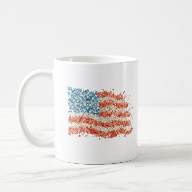 Amerikansk flagg floral USA flagga Kaffemugg (Vänster)