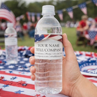 Amerikansk Flagg Företag Namn Affär Vattenflaskor Etikett