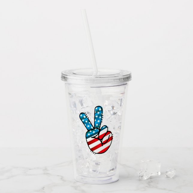 Amerikansk flagg fredstecken take away mugg (Framsida Ice)