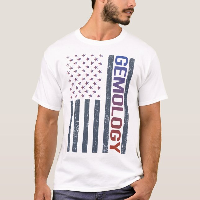 Amerikansk flagg Gemologi Gemolog T Shirt (Framsida)
