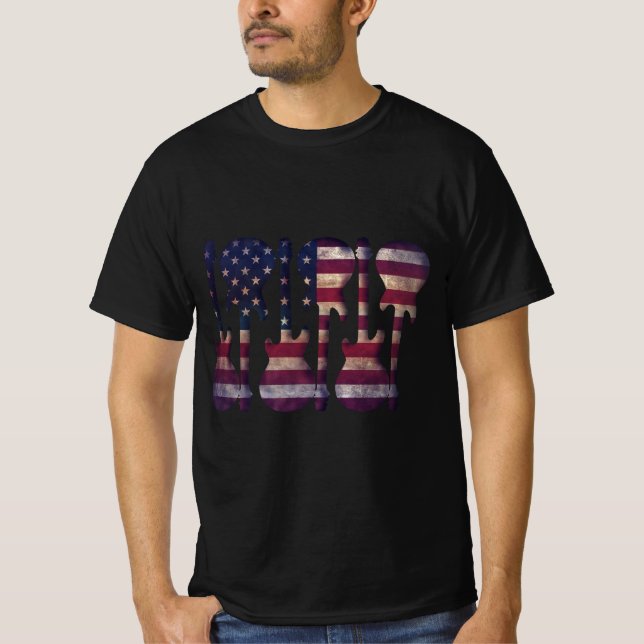 Amerikansk flagg gitarr konst t shirt (Framsida)