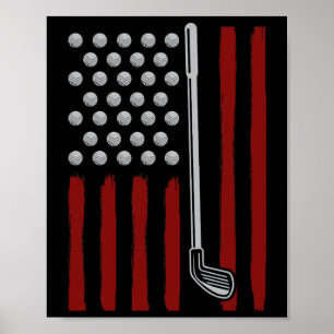 Amerikansk flagg golfare 4 juli män golf amerikans poster