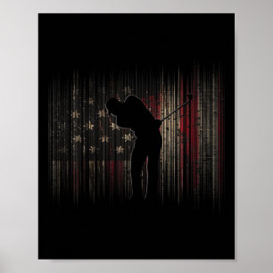 Amerikansk flagg golfkläder - Golf Poster