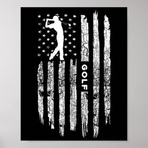 Amerikansk flagg golfkläder - Golfare Vintage Golf Poster