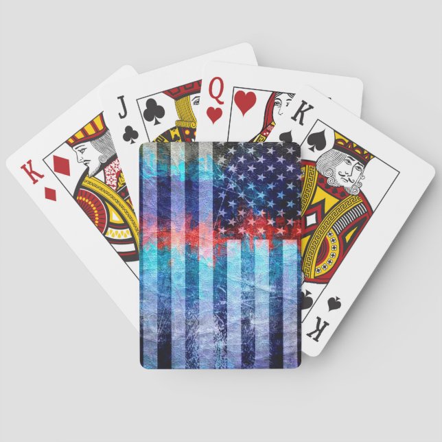 Amerikansk flagg Grunge Art #6 Spel Kort (Baksidan)