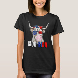 Amerikansk flagg Highland Ko Moo Rica 4 juli i T Shirt