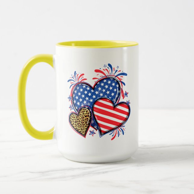Amerikansk flagg hjärta leopard sublimering-64210 mugg (Vänster)