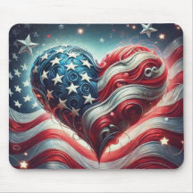 Amerikansk flagg hjärta musmatta – Patriotisk skri