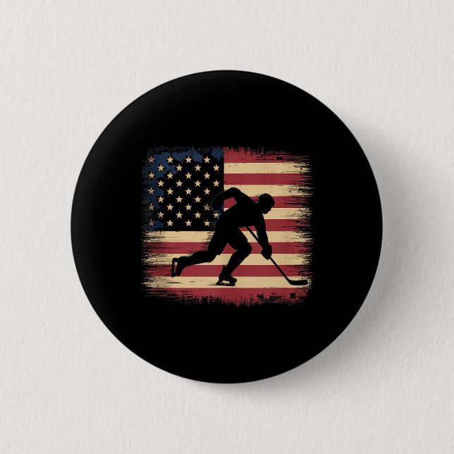 Amerikansk Flagg Hockey Knapp (Framsida)
