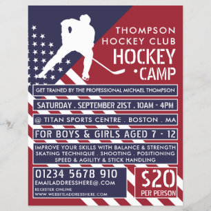Amerikansk flagg, Hockeyläger Reklamflyer Reklamblad
