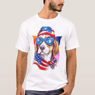 Amerikansk flagg hund 4 juli t shirt