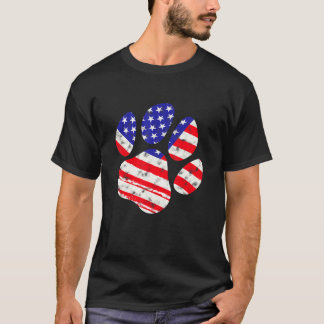 Amerikansk flagg hund katt tå Usa söt 4 juli galen T Shirt