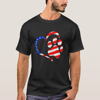 Amerikansk flagg hund katt tass Usa söt 4 juli gal T Shirt