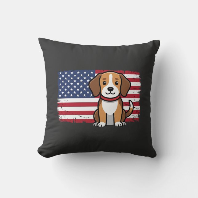 Amerikansk flagg hund patriotisk vektor kudde (Framsida)