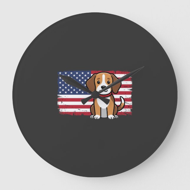 Amerikansk flagg hund patriotisk vektor stor klocka (Framsida)