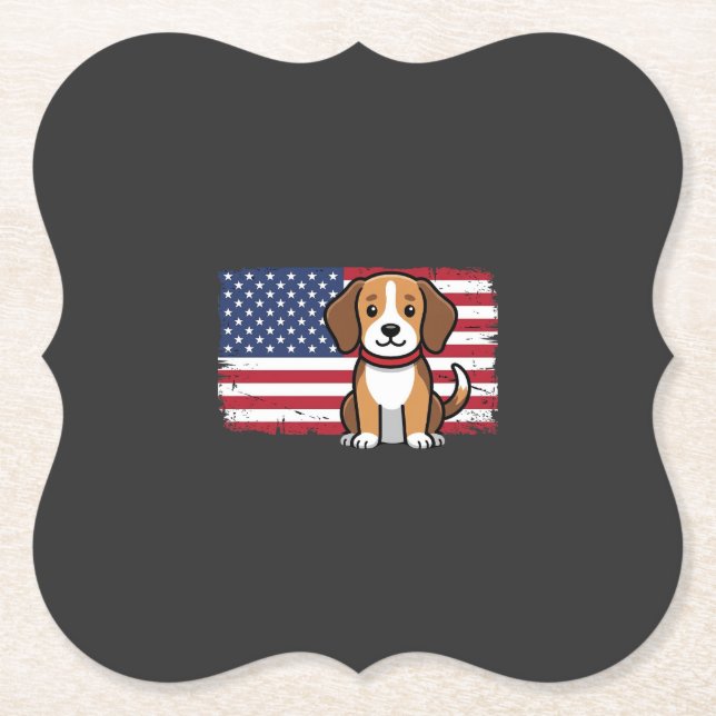 Amerikansk flagg hund patriotisk vektor underlägg papper (Framsida)