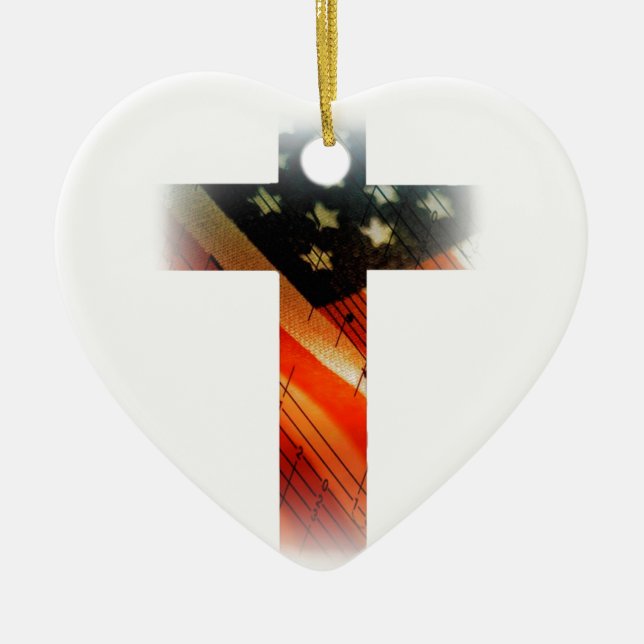 Amerikansk flagg i kors julgransprydnad keramik (Framsidan)