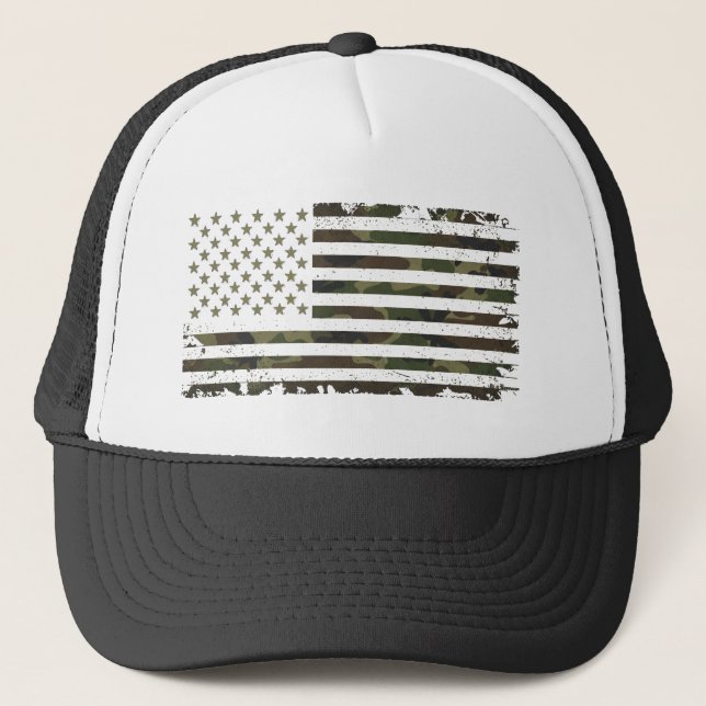 Amerikansk flagg i militär camouflagefärger keps (Framsida)