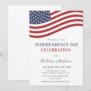 Amerikansk flagg Independence Day firande fest Inbjudningar