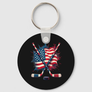 Amerikansk flagg ishockey nyckelring