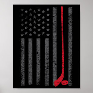 Amerikansk flagg ishockeyklubba puck spelare tröja poster