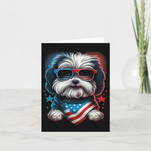 Amerikansk flagg Juli Patriotisk Havanesiska Hund Kort
