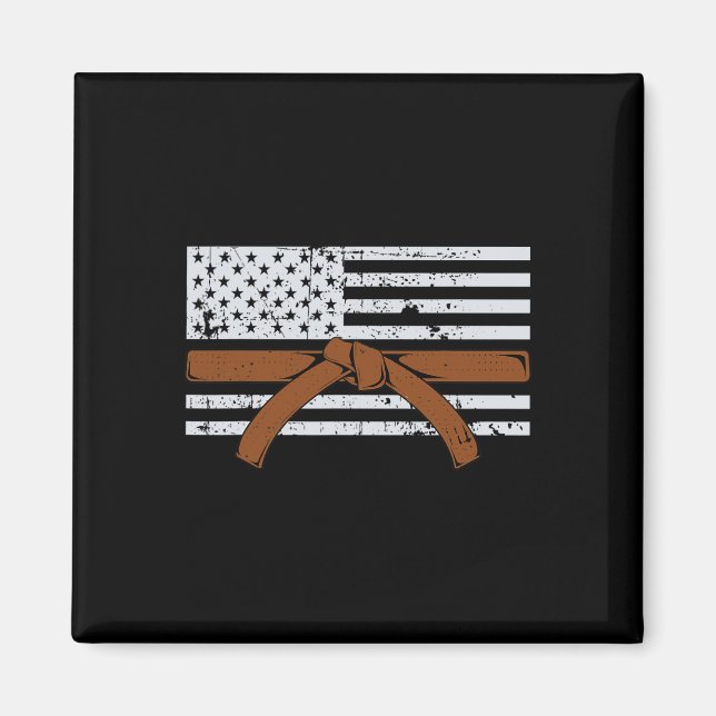 Amerikansk flagg Karate Present Tae Kwon Do Fighte Magnet (Framsidan)