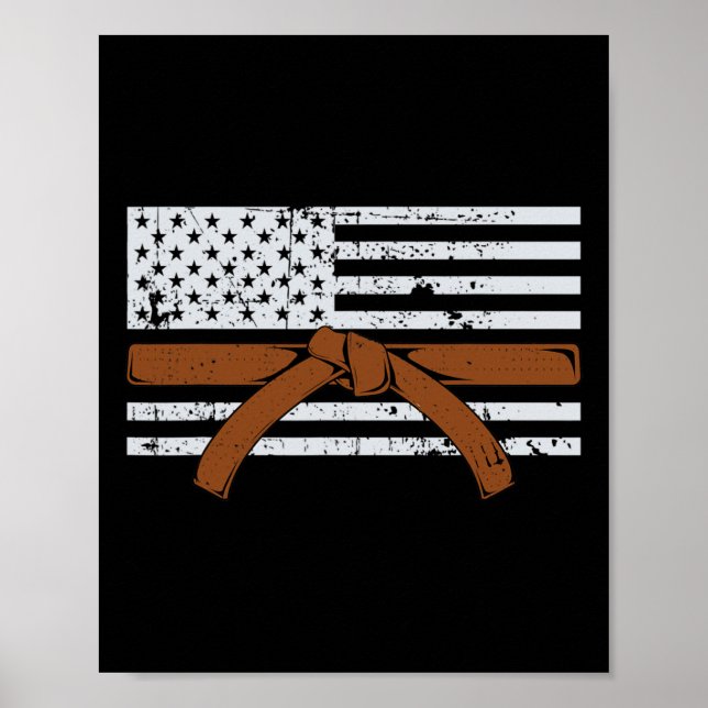 Amerikansk flagg Karate present Tae Kwon Do Fighte Poster (Framsidan)