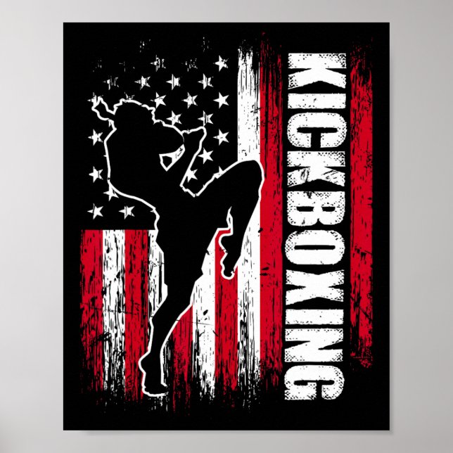 Amerikansk flagg kickboxning fighter kickboxare Ma Poster (Framsidan)