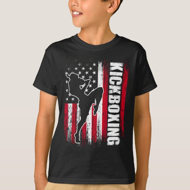 Amerikansk flagg kickboxning fighter kickboxare Ma T Shirt (Framsida)