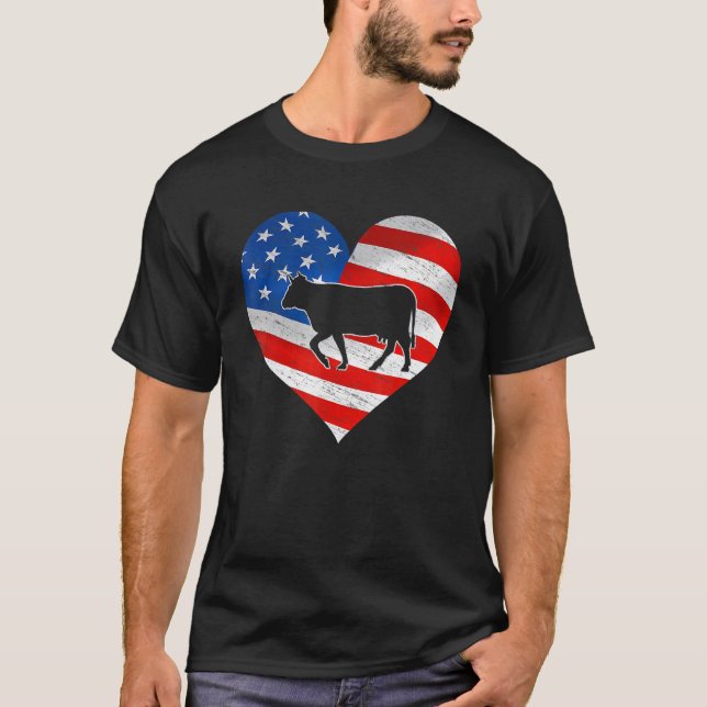 Amerikansk flagg-ko prins 4 juli t shirt (Framsida)