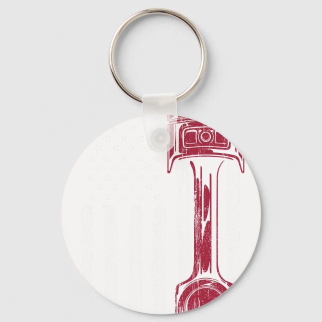 Amerikansk flagg kolvmaskinmuskelbil nyckelring (Framsida)