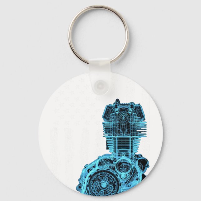 Amerikansk flagg kolvmotor muskelbil 7 nyckelring (Framsida)