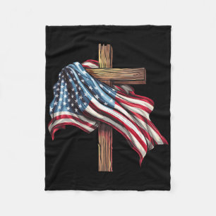 Amerikansk flagg kristet kors Jesus 4 juli mig Fleecefilt