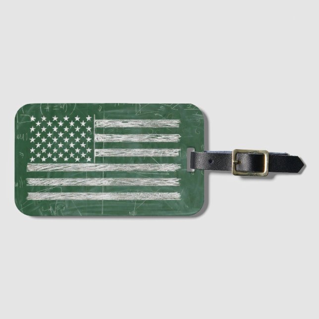 Amerikansk flagg Kritstavlan Konst (Teckning nr 3) Bagagebricka (Framsida horisontal)