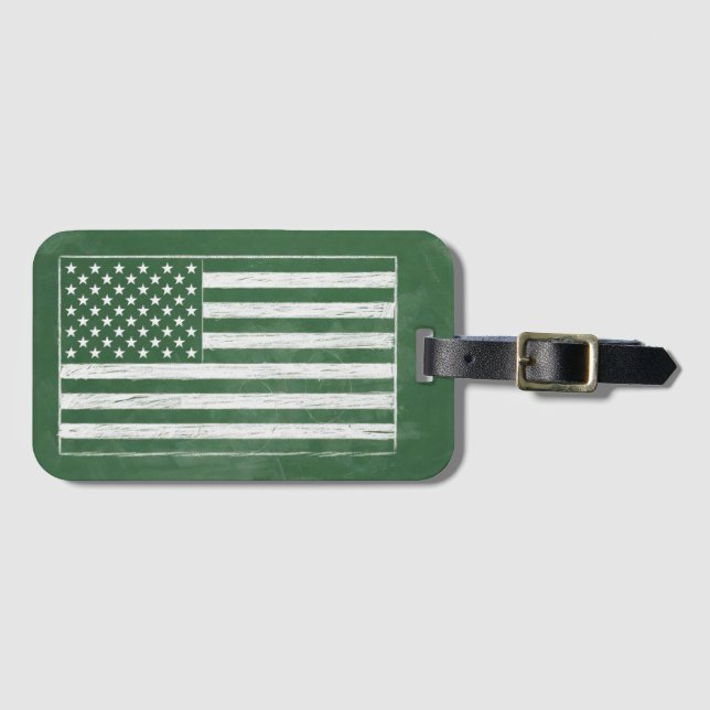 Amerikansk flagg Kritstavlan Konst (Teckning nr 4) Bagagebricka (Framsida horisontal)