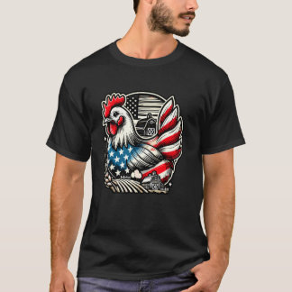 Amerikansk flagg kyckling 4 juli patriotisk bonde t shirt
