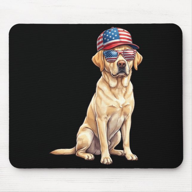 Amerikansk flagg Labrador Retriever Hund Gul Lab Musmatta (Framsidan)