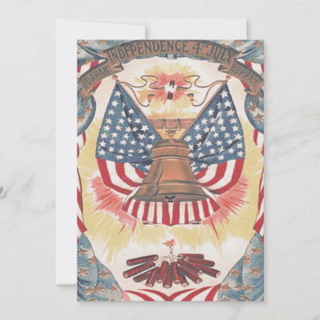 Amerikansk flagg Liberty Bell Fyrverkerier Inbjudningar (Framsida)