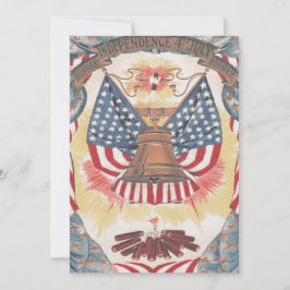 Amerikansk flagg Liberty Bell Fyrverkerier Inbjudningar