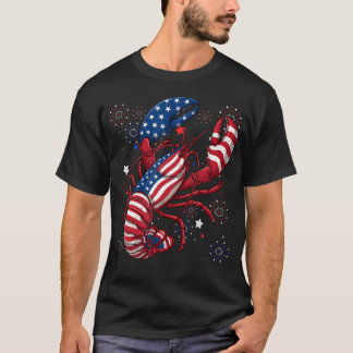 Amerikansk flagg Lobster Patriotisk Kräftsäsong T Shirt