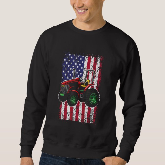 Amerikansk flagg lokal bondesign lång ärmad tröja (Framsida)