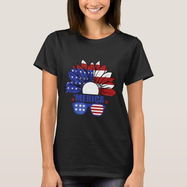 Amerikansk flagg Merica 4 juli självständighetsdag T Shirt (Framsida)